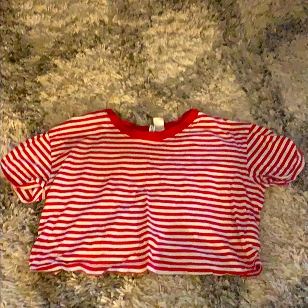 red and white striped crop top